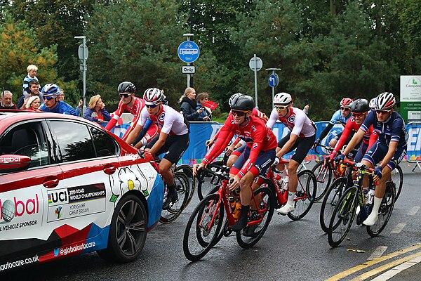 The start of the men's under-23 road race in Doncaster