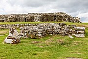 A view of Housesteads Roman Fort along Hadrian's Wall in the United Kingdom.