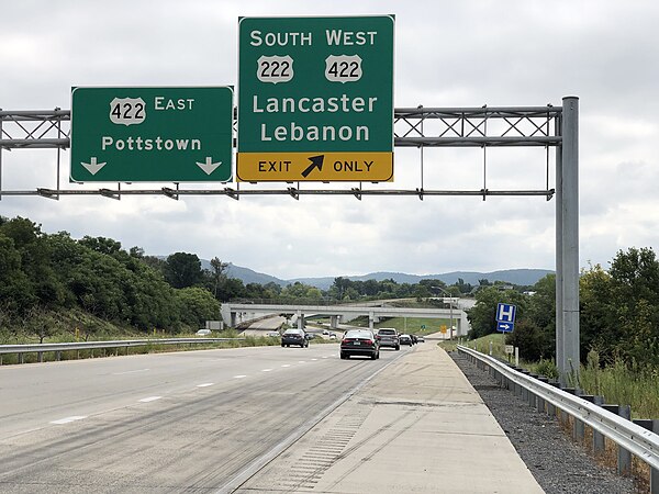 US 222 southbound at US 422 in Wyomissing