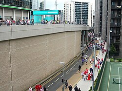 Fans departing Wembley Stadium following the 2023 Challenge Cup Final.