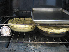 Pies in the oven