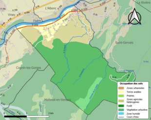 Mapa de colores que muestra el uso de la tierra.