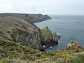 Les falaises en direction de l'ouest vues depuis Ménez Kermaden (Réserve naturelle du Cap Sizun).