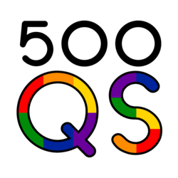 O logotipo de 500 Queer Scientists