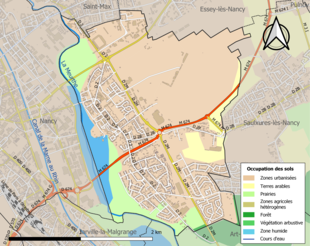 Carte des infrastructures et de l'occupation des sols de la commune en 2018 (CLC).