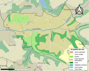 Barevná mapa znázorňující využití půdy.