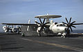 A U.S. Navy E-2C Hawkeye aircraft assigned to Airborne Early Warning Squadron (VAW) 117 prepares to launch from the aircraft carrier USS Nimitz (CVN 68) in the South China Sea Nov. 22, 2013 131122-N-MX772-272.jpg