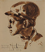 Абрам Бразер «Галава яўрэйскага хлопчыка». 1920-я. Папера, туш, пяро. 19 х 17 см.