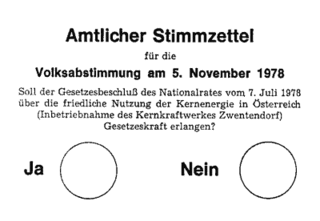<span class="mw-page-title-main">1978 Austrian nuclear power referendum</span>