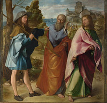 christ and disciples on the road to emmaus