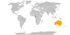 Location map for Australia and Cameroon.