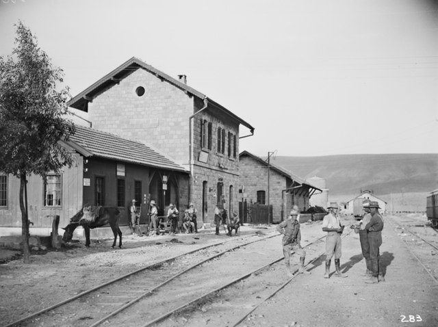 Samakh station, shortly after being captured by Australian light horsemen on 25 September 1918