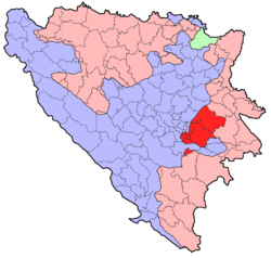 Localização de Sarajevo Oriental na Bosnia-Herzegovina