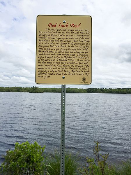 File:Bad Luck Pond, Rehoboth Massachusetts sign.jpg