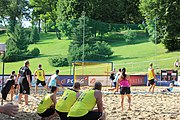 Deutsch: Beachhandball Europameisterschaften 2019 (Beach handball Euro); Tag 1: 2. Juli 2019 – Männer, Vorrunde Gruppe A, Deutschland-Norwegen 2:0 (22:14, 22:20) English: Beach handball Euro; Day 1: 2 July 2019 – Men Preliminary Round Group A – Germany-Norway 2:0 (22:14, 22:20)