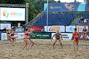 Deutsch: Beachhandball Europameisterschaften 2019 (Beach handball Euro); Tag 5: 6. Juli 2019 – Frauen, Halbfinale, Kroatien-Dänemark 1:2 (12:19, 17:10, 4:7) English: Beach handball Euro; Day 5: 6 July 2019 – Semifinal Men – Croatia-Denmark 1:2 (12:19, 17:10, 4:7)