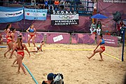 Deutsch: Beachhandball bei den Olympischen Jugendspielen 2018; Tag 5, 10. November 2018; Mädchen, Hauptrunde - Kroatien-Argentinien 1:2 English: Beach handball at the 2018 Summer Youth Olympics at 11 October 2018 – Girls Main Round – Croatia-Argentina 1:2