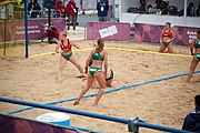 Deutsch: Beachhandball bei den Olympischen Jugendspielen 2018; Tag 5, 10. November 2018; Mädchen, Hauptrunde - Ungarn-Argentinien 1:2 English: Beach handball at the 2018 Summer Youth Olympics at 11 October 2018 – Girls Main Round – Hungary-Argentina 1:2