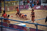 Deutsch: Beachhandball bei den Olympischen Jugendspielen 2018; Tag 5, 10. November 2018; Mädchen, Hauptrunde - Chinese Taipei (Taiwan)-Niederlande 1:2 English: Beach handball at the 2018 Summer Youth Olympics at 11 October 2018 – Girls Main Round – Chinese Taipei (Taiwan)-Netherlands 1:2