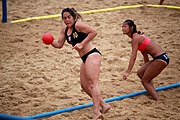 Deutsch: Beachhandball bei den Olympischen Jugendspielen 2018; Tag 6, 12. Oktober 2018; Mädchen, Hauptrundenspiel – Chinesisch Taipei (Taiwan)-Paraguay 0:2 English: Beach handball at the 2018 Summer Youth Olympics at 12 October 2018 – Girls Main Round – Chinese Taipei (Taiwan)-Paraguay 0:2