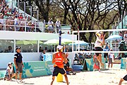 Deutsch: Beachvolleyball bei den Olympischen Jugendspielen 2018; Tag 8, 14. Oktober 2018; Mädchen, Achtelfinale – Mexiko-China 0:2 (15–21/16–21) English: Beach volleyball at the 2018 Summer Youth Olympics at 14 October 2018 – Girls Round of 16 – Mexico-China 0:2 (15–21/16–21)