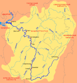 Řeka na mapě povodí Belaji