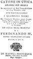 English: Bernardo Ottani - Catone in Utica - title page of the libretto, Naples 1777