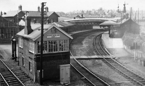 View along the curved platforms in 1965, which served the former North Eastern Railway line to Durham, and Clarence Railway via Byers Green.