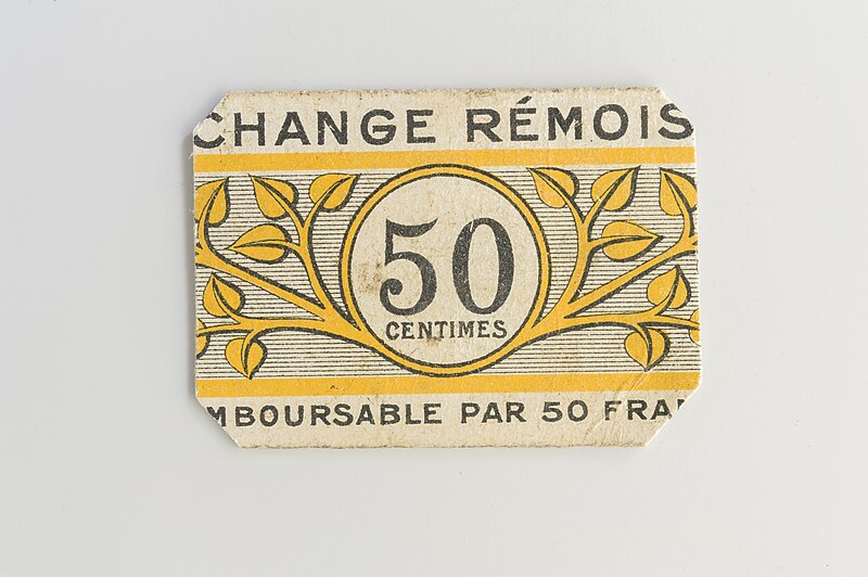 File:Bon pour 50 centimes de franc du Change rémoins, début du XXe siècle, NM4235.jpg