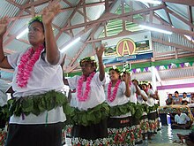 Women of Kiribati performing traditional dance. Bonriki International Airport welcome.jpg