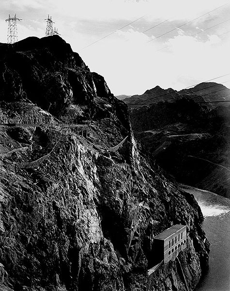 File:Boulder Dam vertical side of cliff w trans wires.jpg