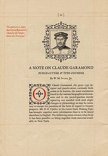 Sample of Monotype Garamont by Goudy, showcased in its magazine in 1923 Bruce Rogers Garamont specimen page 20.jpg