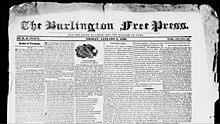 The original motto of the Burlington Free Press was "Not the glory of Caesar, but the welfare of Rome". Burlington Free Press motto.jpg