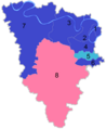 Carte de circonscriptions des Yvelines avec couleur politique à la suite des élections de 1968