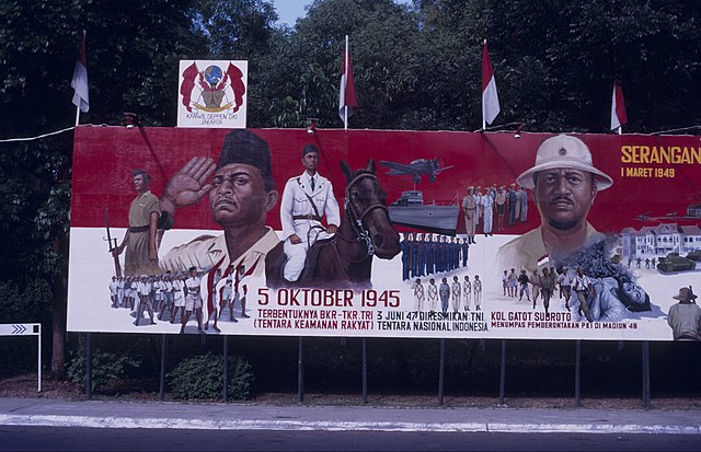 A road-side painting in Jakarta commemorating the anniversary of the Indonesian National Armed Forces in 1985
