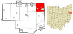 Columbiana County Ohio incorporated and unincorporated areas Unity highlighted.png