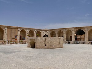 Courtyard of a silk road caravanserail at Meybod.jpg