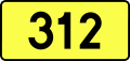 English: Sign of DW 312 with oficial font Drogowskaz and adequate dimensions.