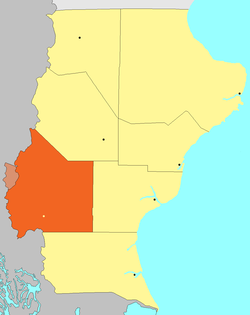 Location of Lago Argentino Department in Santa Cruz Province.