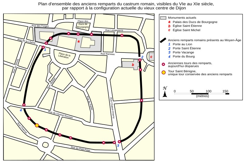 File:Dijon - Plan des anciens remparts romains au Moyen Age.svg