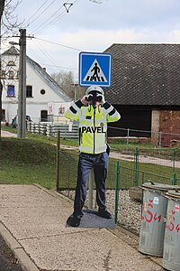 Cardboard police officer called Pavel in Dolní Olešnice