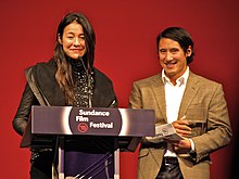 E. Chai Vasarhelyi and Jimmy Chin at Sundance in 2015