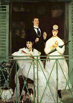 Édouard Manet, Il balcone (1868-1869); olio su tela, 169×125 cm, Parigi, museo d'Orsay. Il dipinto presenta forti debiti verso le Majas al balcone di Goya.