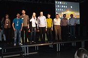 English: Group photo. EduWiki Conference Belgrade 2014 (24th March), Dom Omladine.