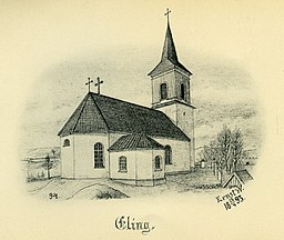 Kyrkan på teckning från 1893.