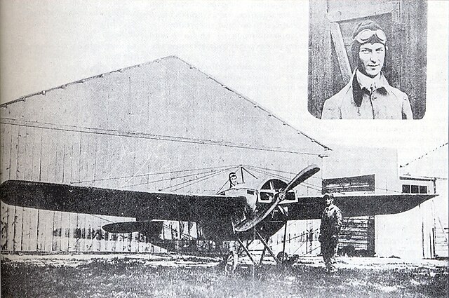 Emmanouel Argyropoulos and Nieuport IV.G Alkyon in which he made the first flight in Greece.