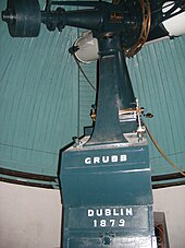 Base of the 12-inch refracting telescope at V. P. Engel'gardt Astronomical Observatory, built in 1875 by the Grubb Telescope Company. EngelgardtTelescope.jpg