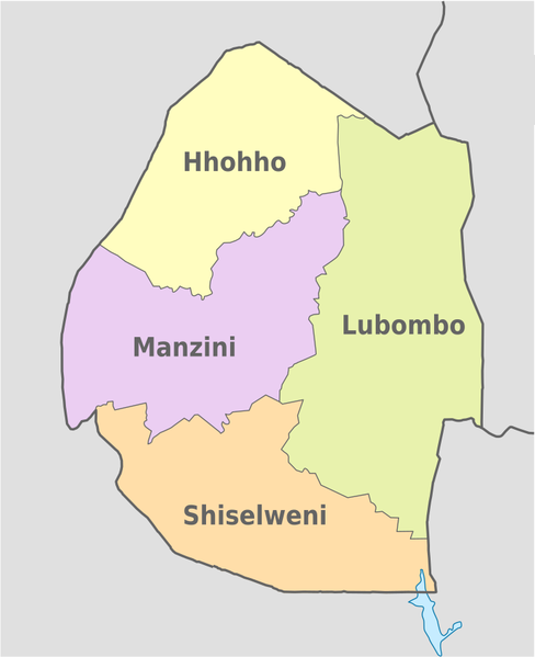 File:Eswatini, administrative divisions - colored.png