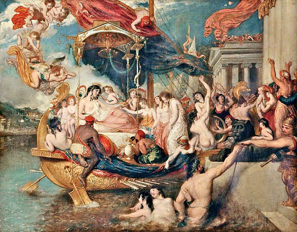 The Triumph of Cleopatra, 1821, 106.5 by 132.5 cm (41.9 by 52.2 in) Etty Cleopatra.jpg