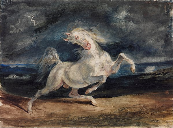 Horse Frightened by a Thunderstorm, Eugène Delacroix, 1824